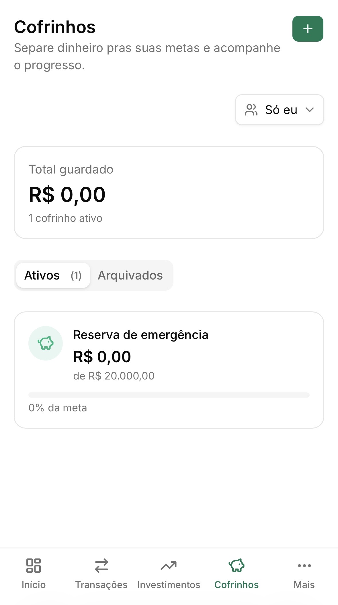 Metas e cofrinhos